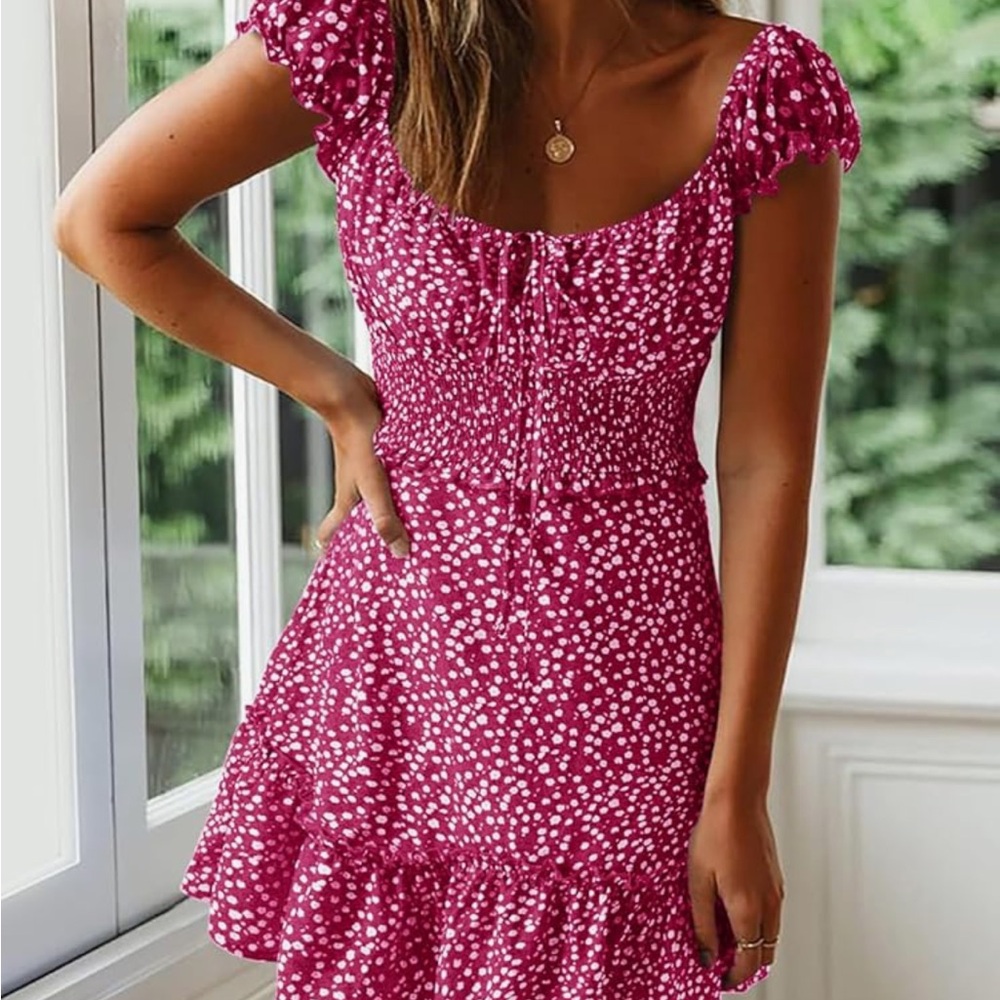 Amazon Red and White Floral Mini Dress
